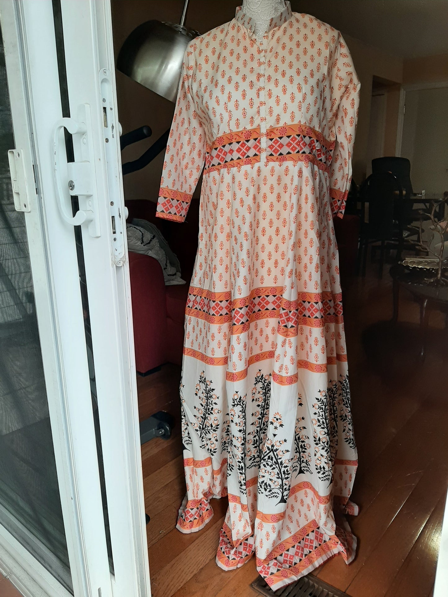 Printed Brown Long Gown @ DressingStylesCA.com