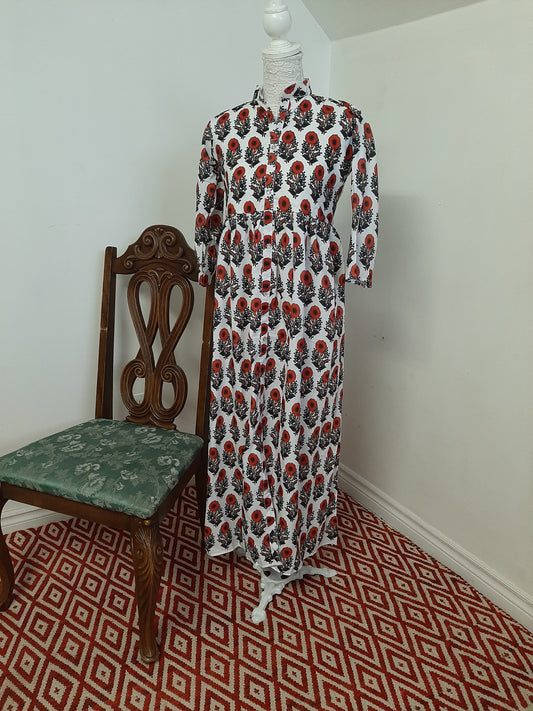 Printed White Long Kurti @ DressingStylesCA.com
