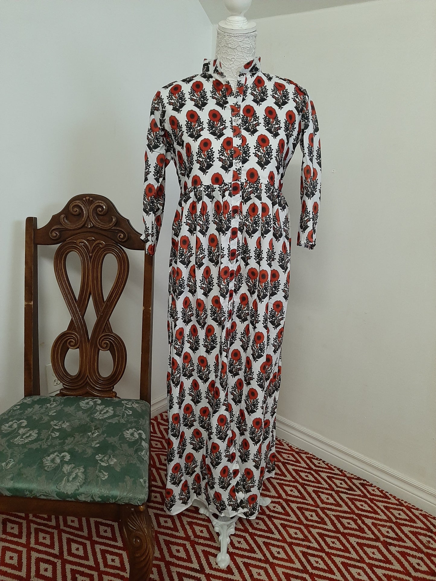 Printed White Long Kurti @ DressingStylesCA.com