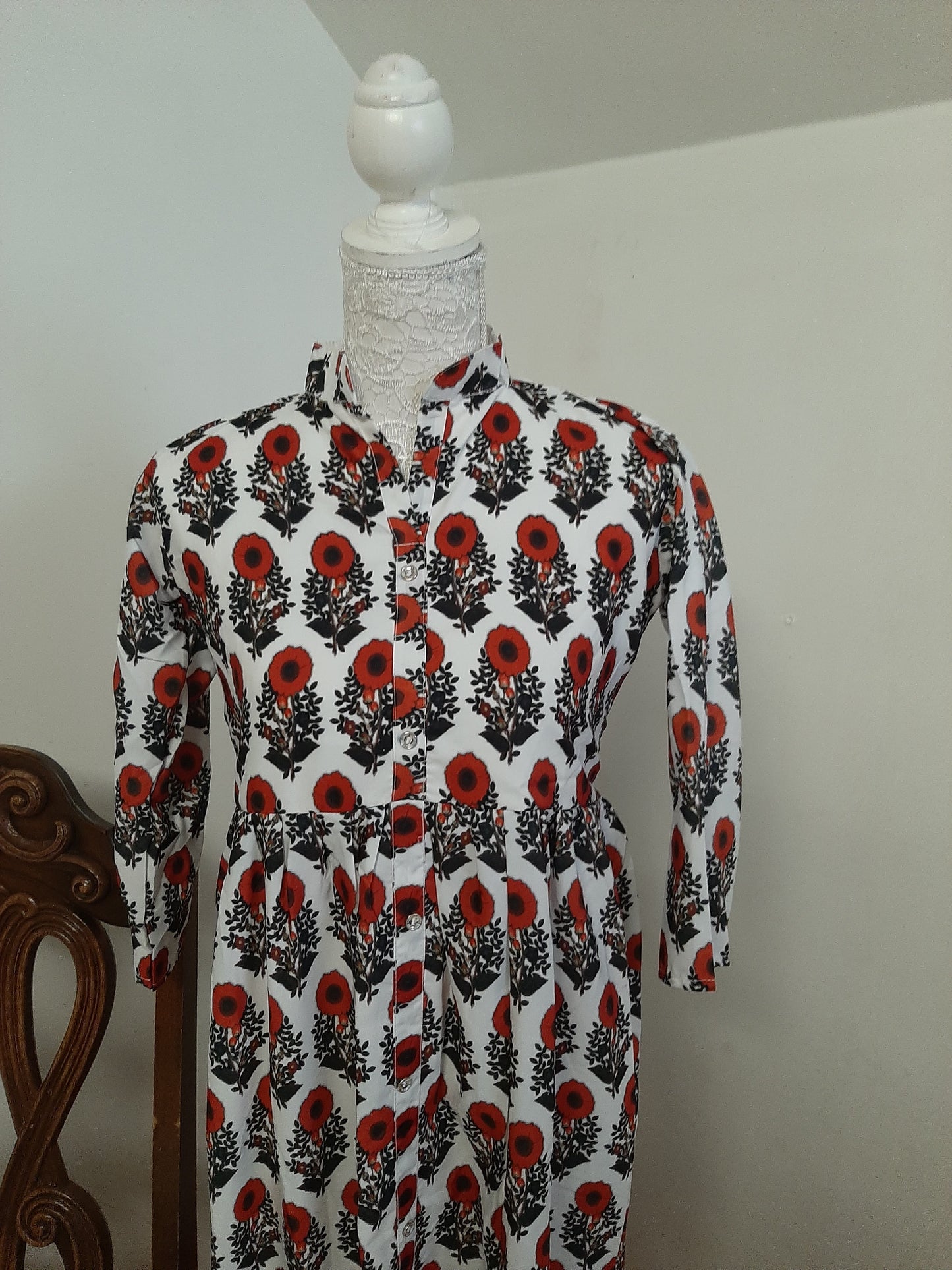 Printed White Long Kurti @ DressingStylesCA.com