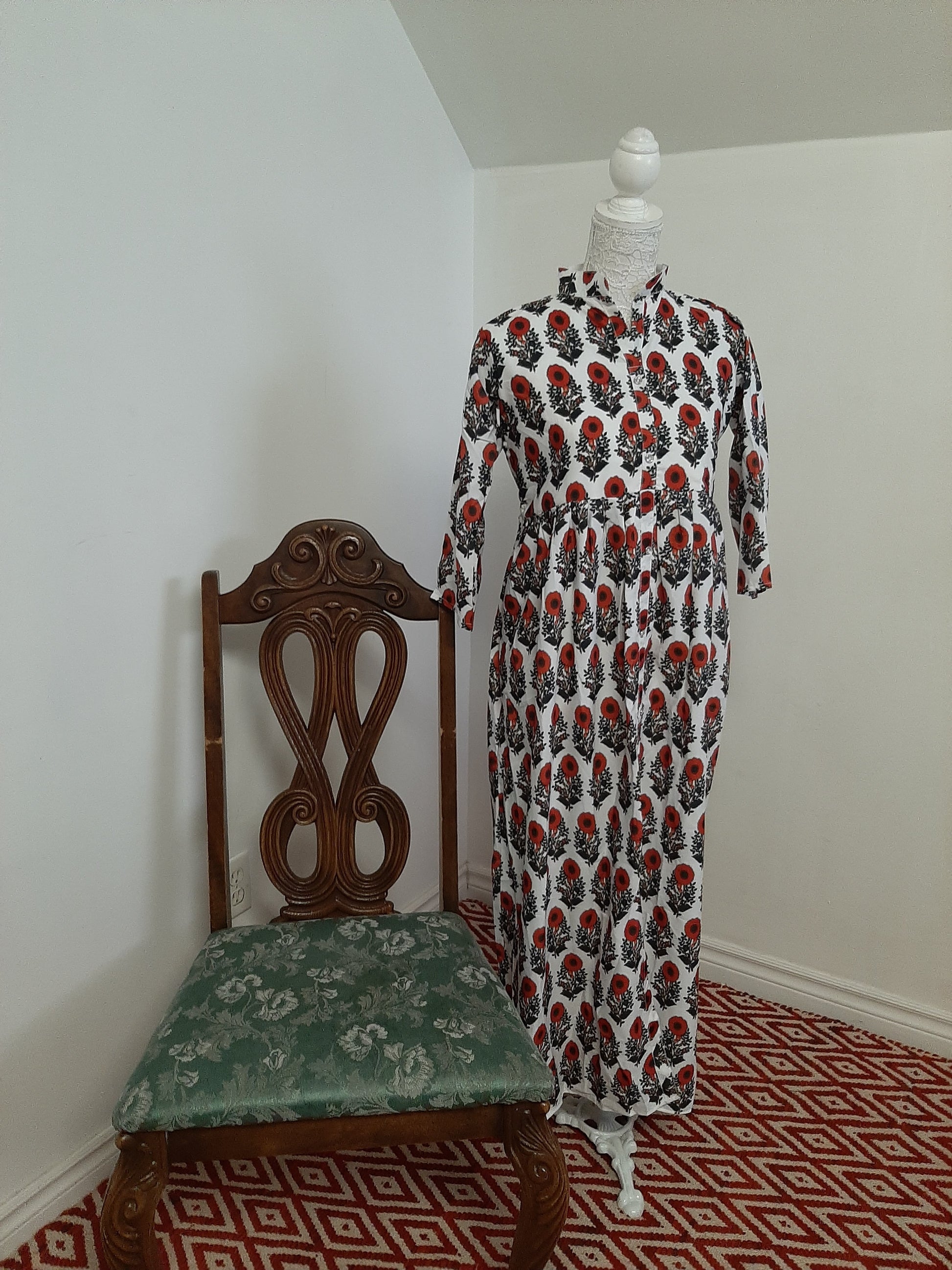 Printed White Long Kurti @ DressingStylesCA.com