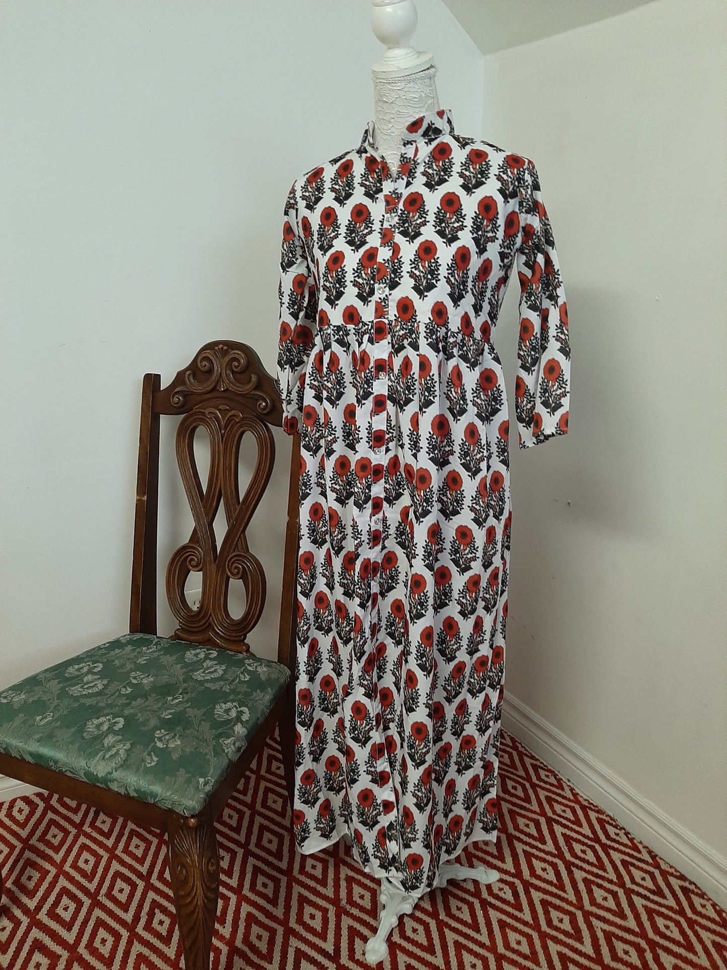 Printed White Long Kurti @ DressingStylesCA.com