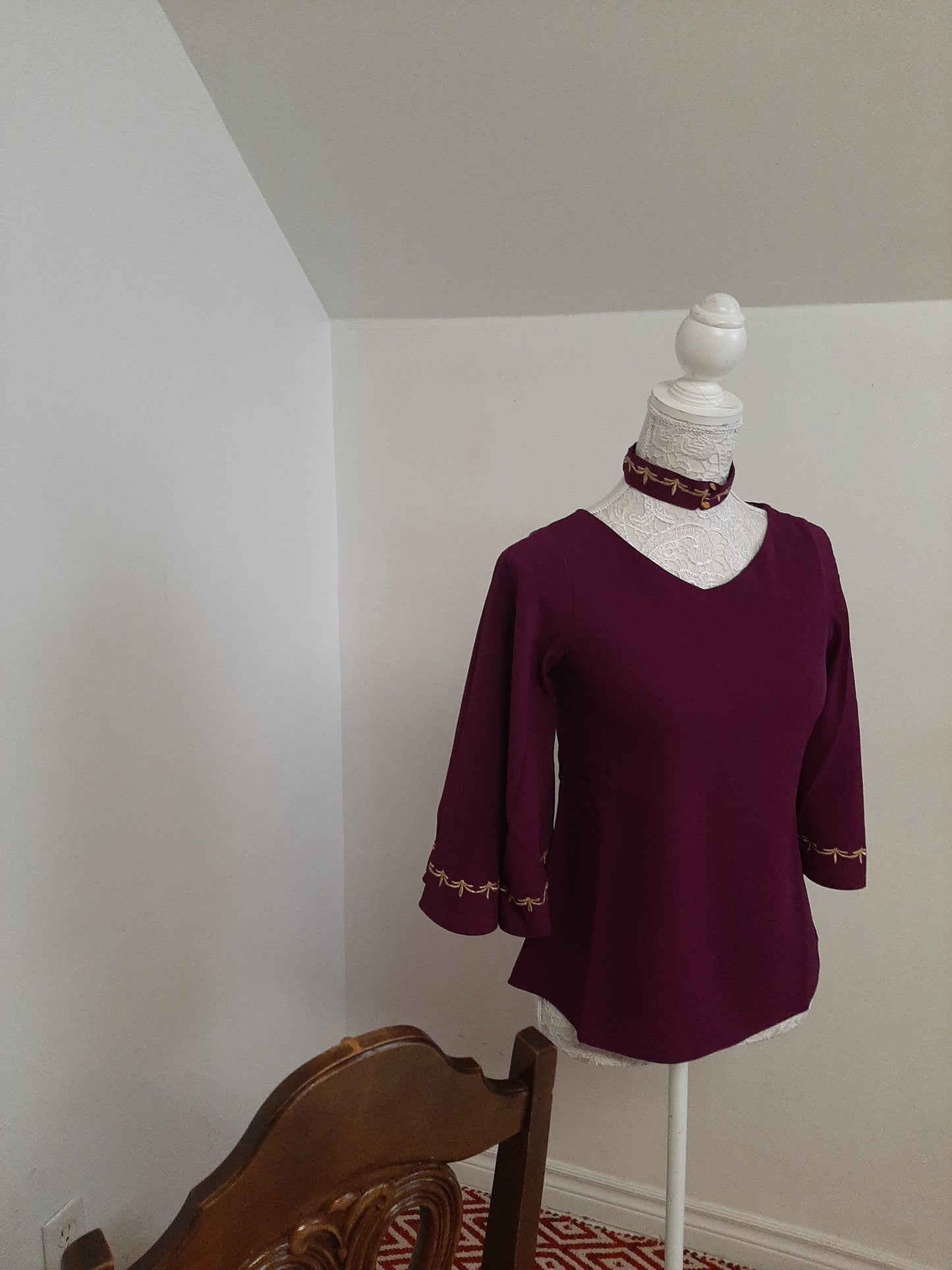 Purple Embroidered Choker Neck Top @ DressingStylesCA.com