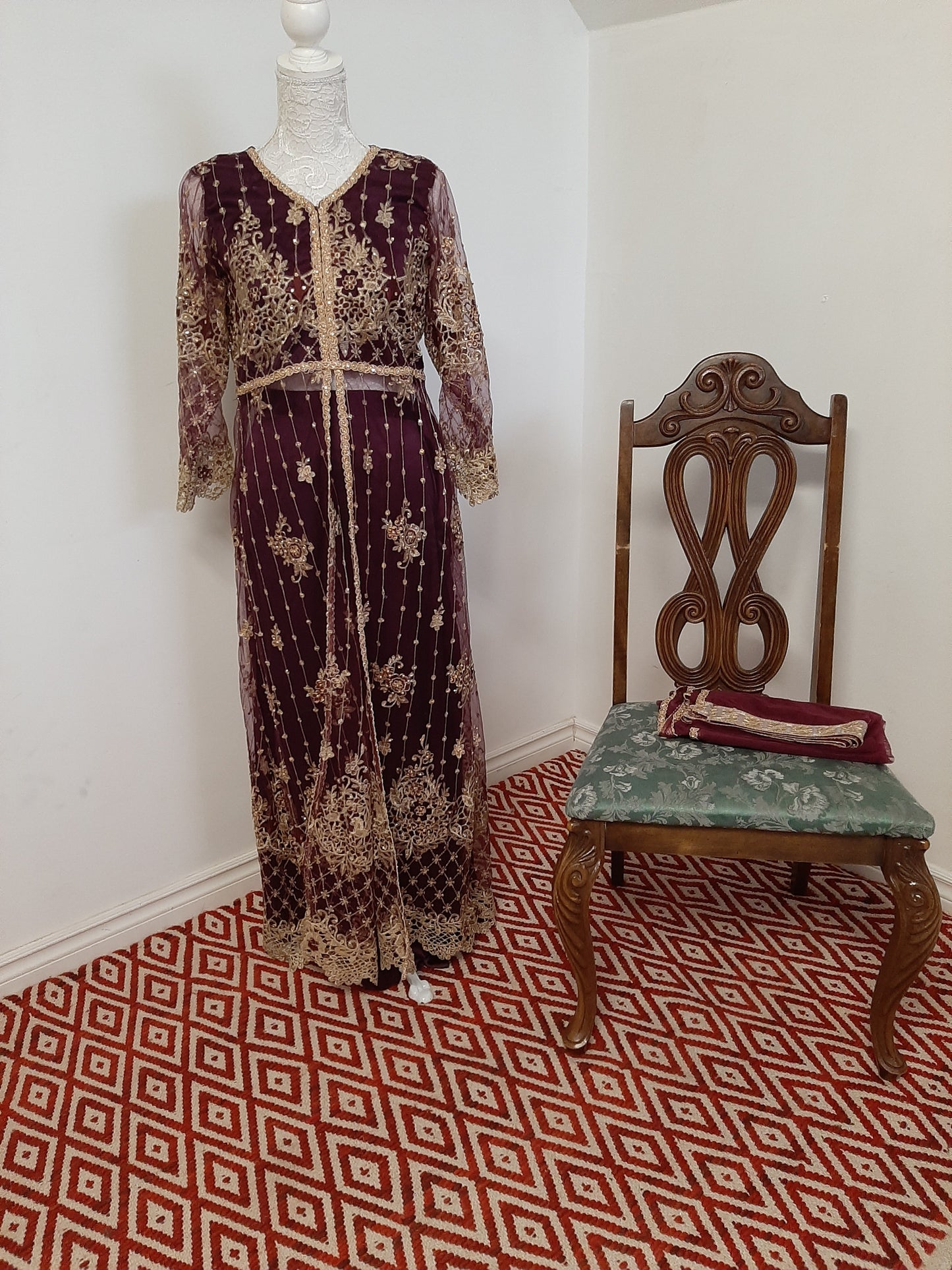 Purple Long Middle Split Kurti with Satin Lehenga @ DressingStylesCA.com