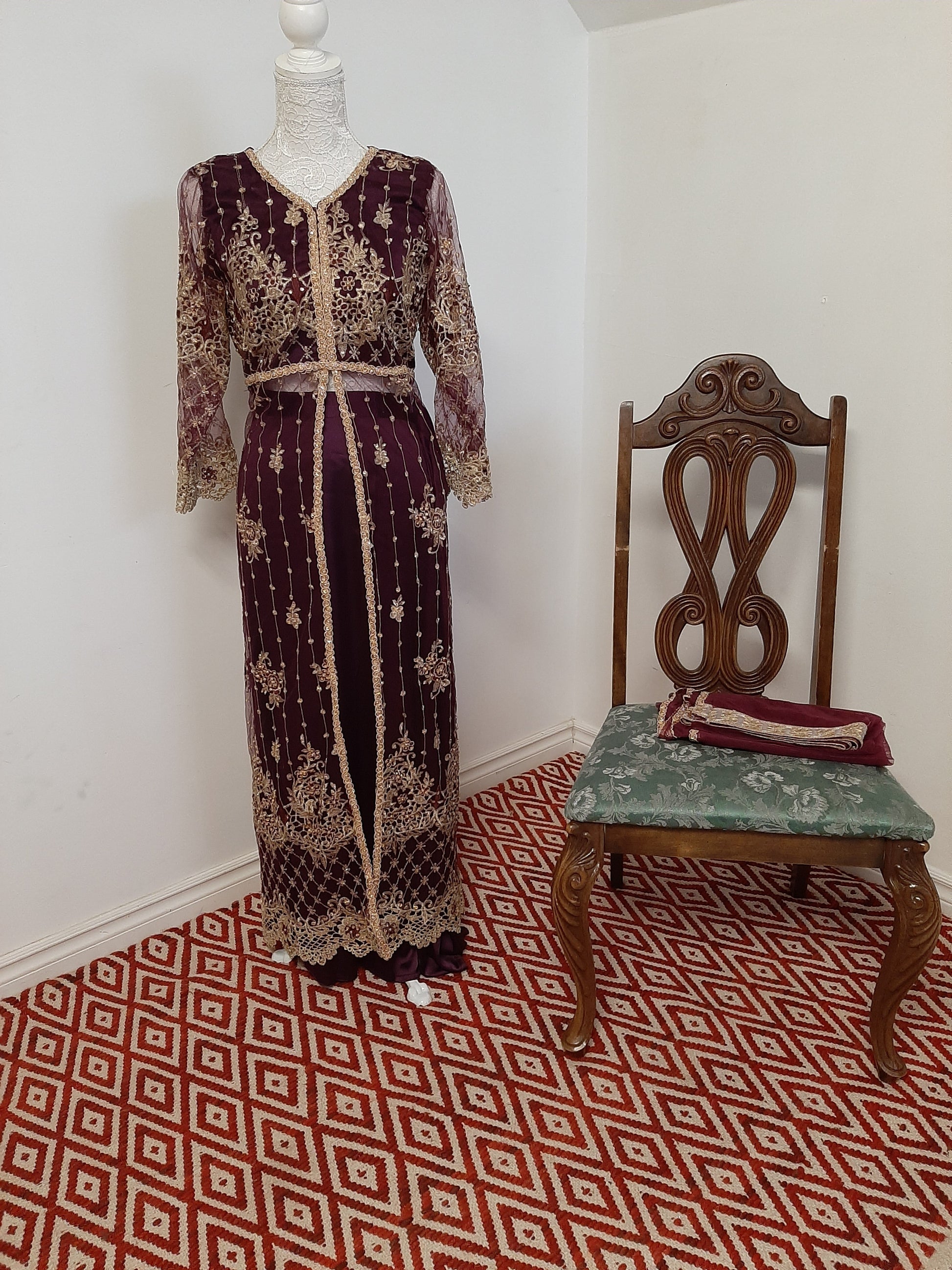 Purple Long Middle Split Kurti with Satin Lehenga @ DressingStylesCA.com