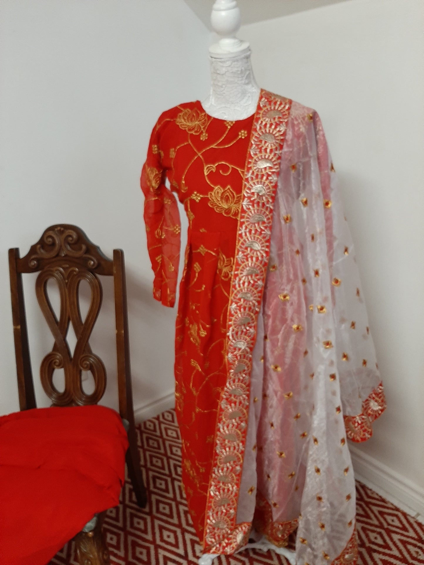 Red Anarkali dress @ DressingStylesCA.com