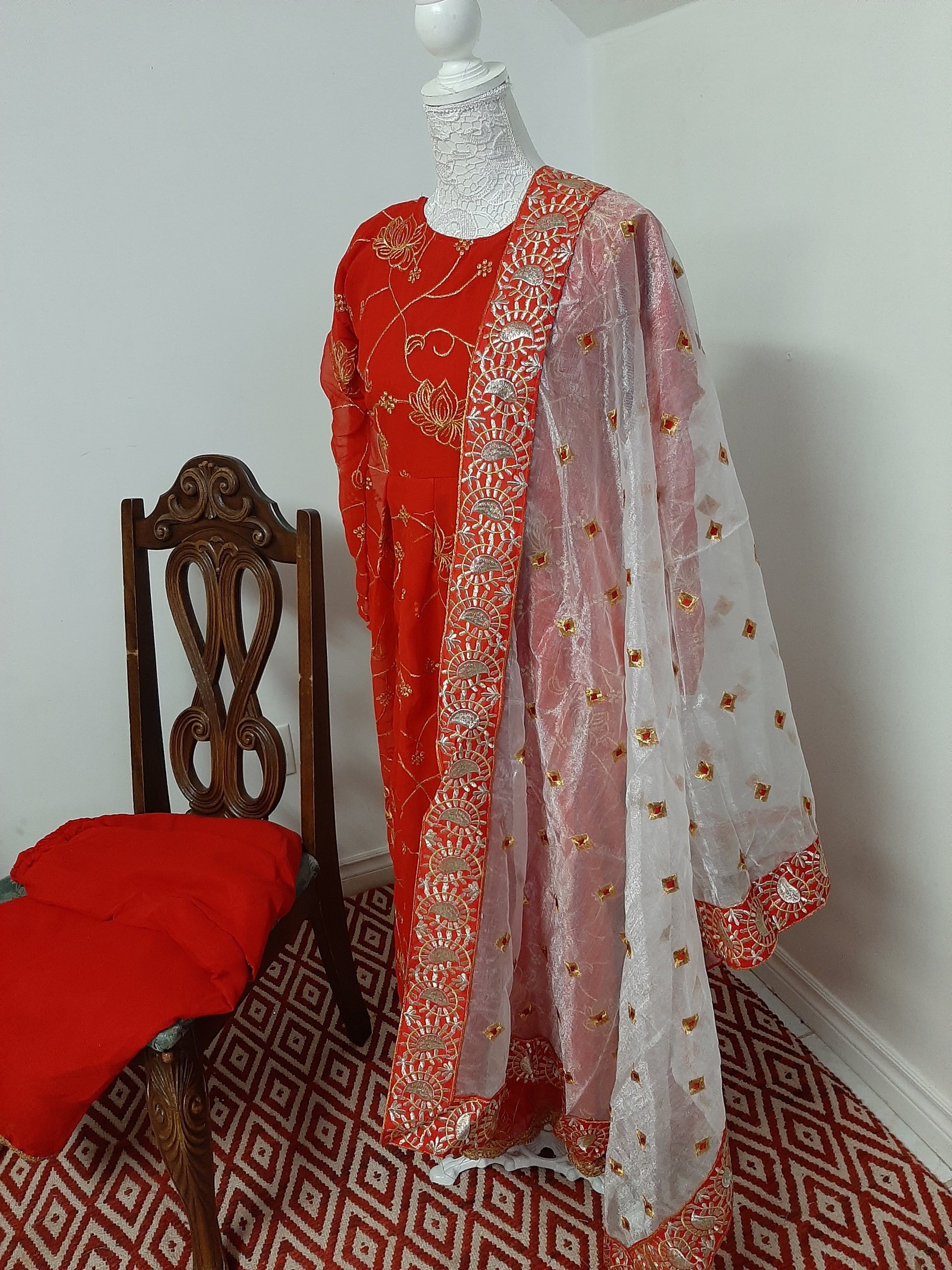 Red Anarkali dress @ DressingStylesCA.com