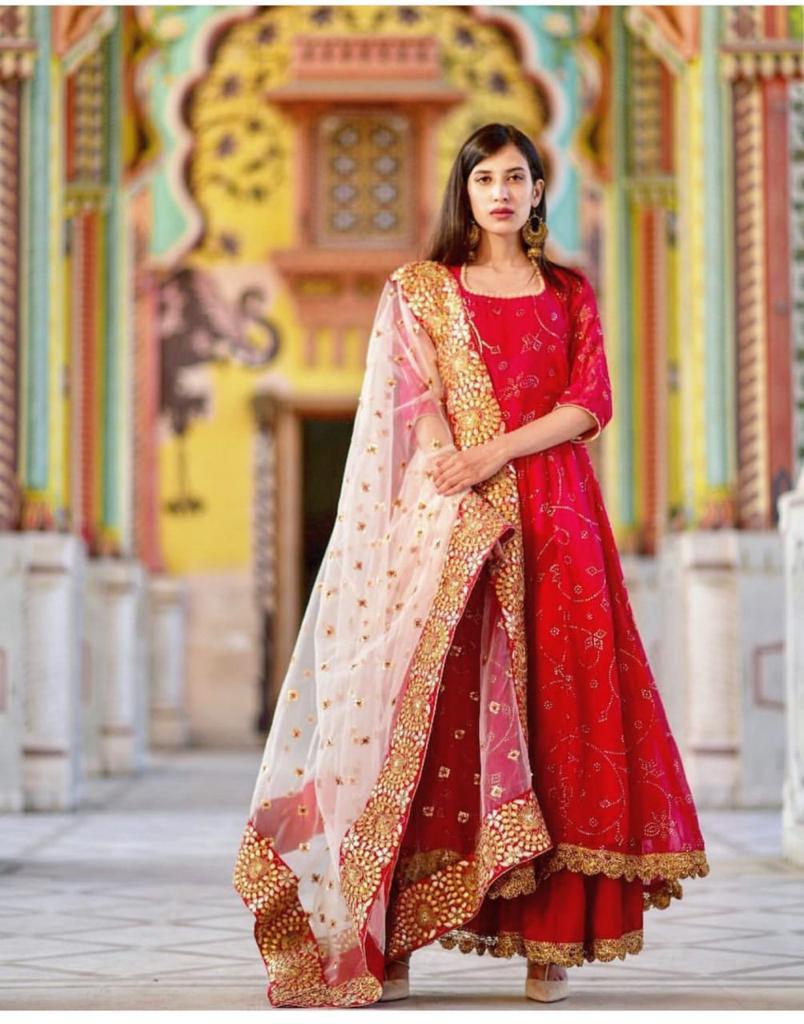 Red Anarkali dress @ DressingStylesCA.com