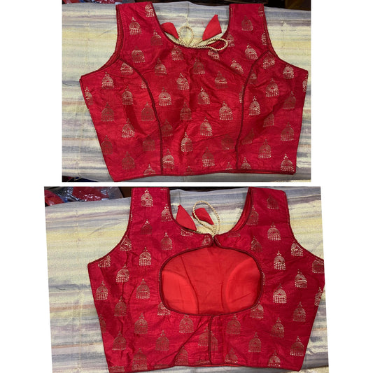 Red Brocade Blouse @ DressingStylesCA.com
