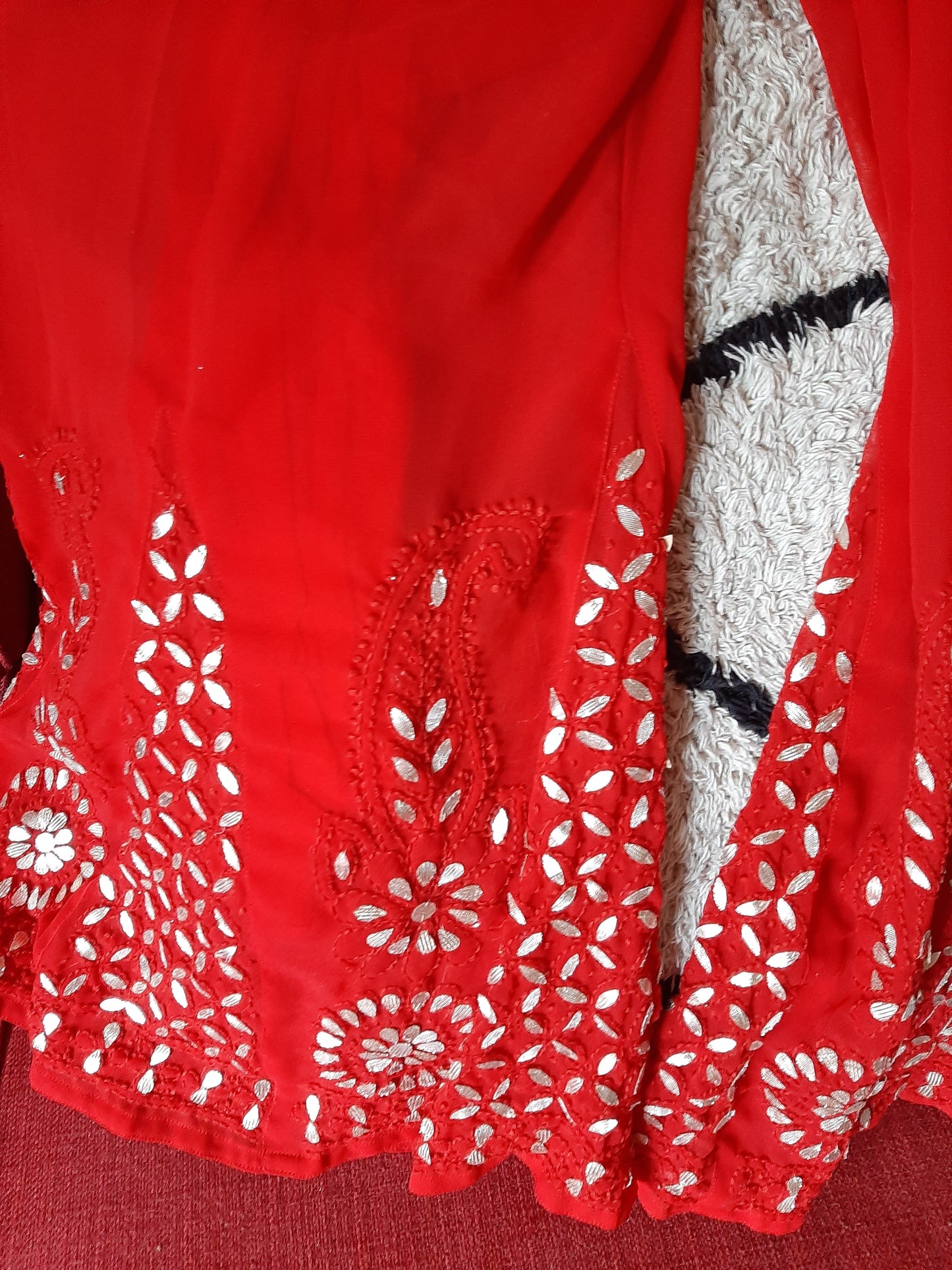 Red Chikankari Kurti & Red Palazzo @ DressingStylesCA.com