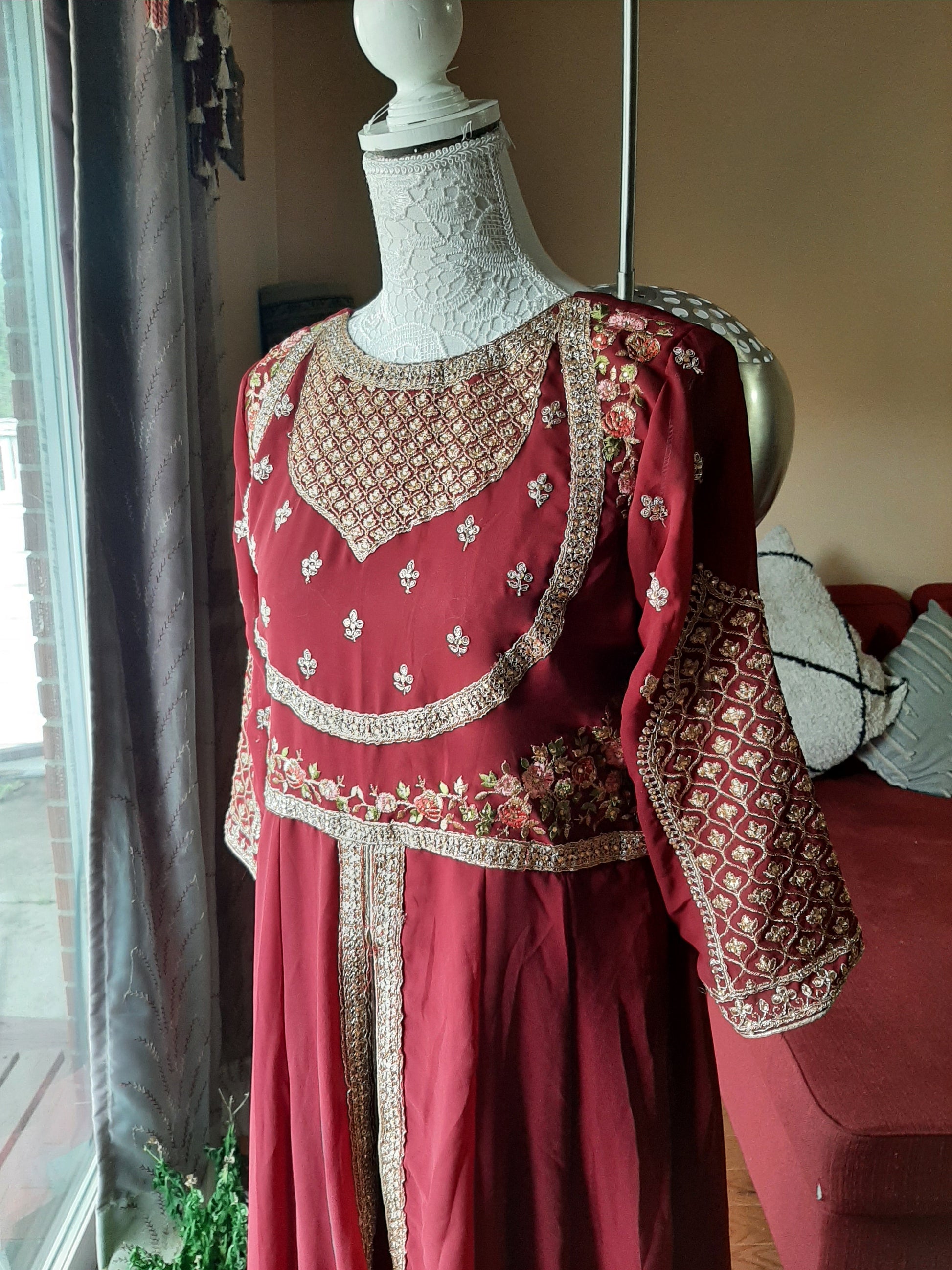 Red Designer Gown- 3 piece Suit @ DressingStylesCA.com