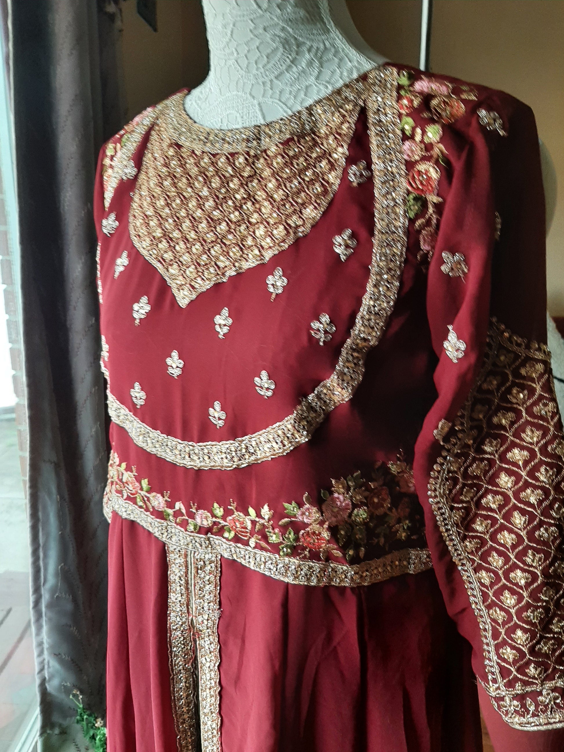 Red Designer Gown- 3 piece Suit @ DressingStylesCA.com