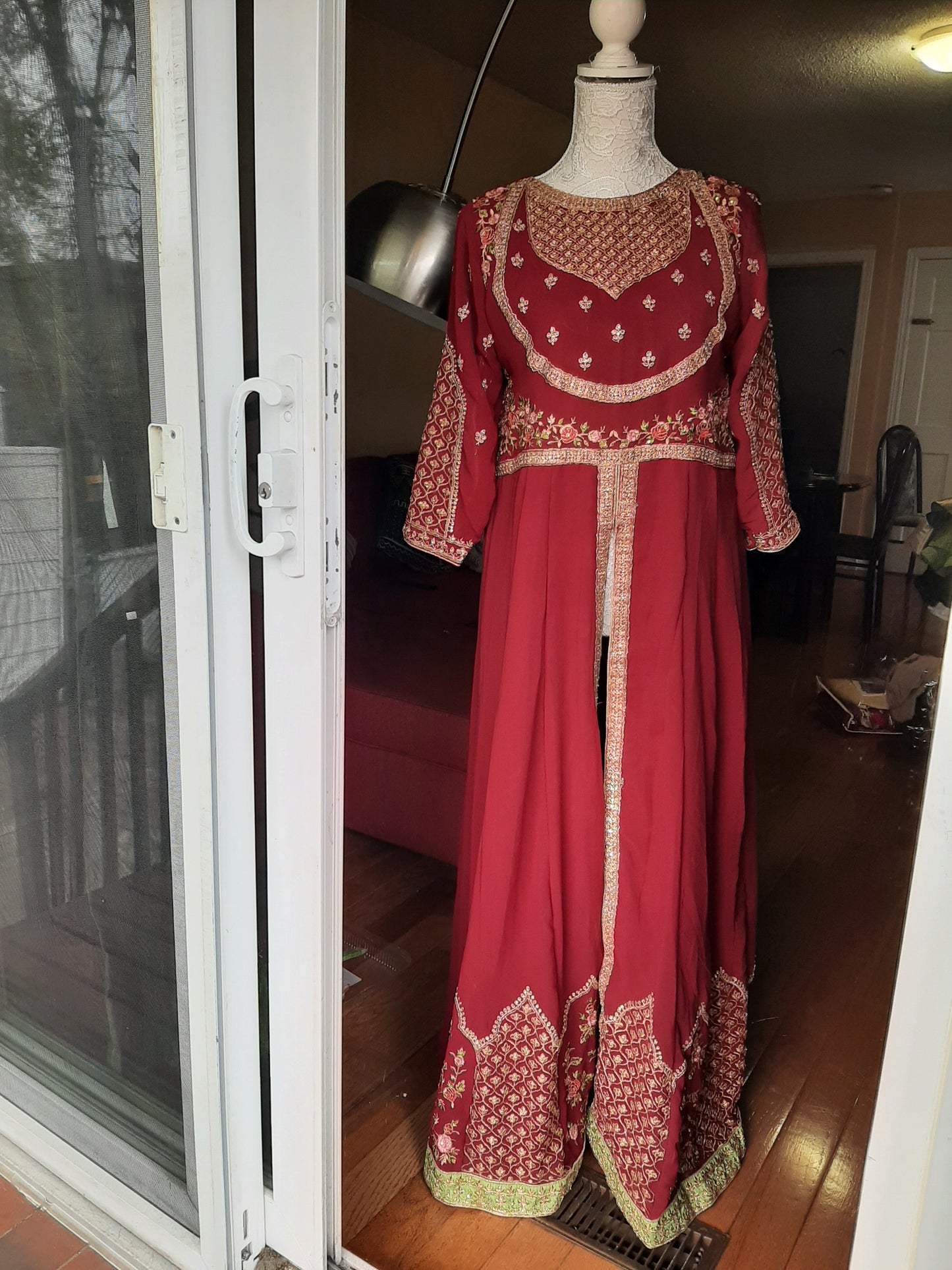 Red Designer Gown- 3 piece Suit @ DressingStylesCA.com