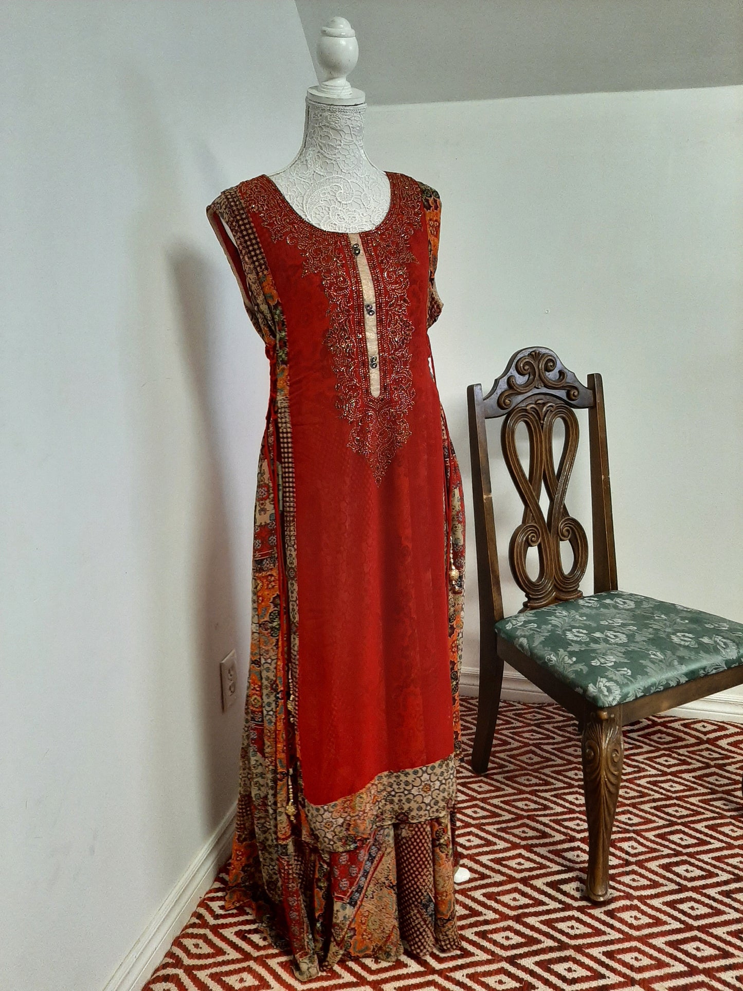 Red Georgette Anarkali Style Kurti Gown @ DressingStylesCA.com