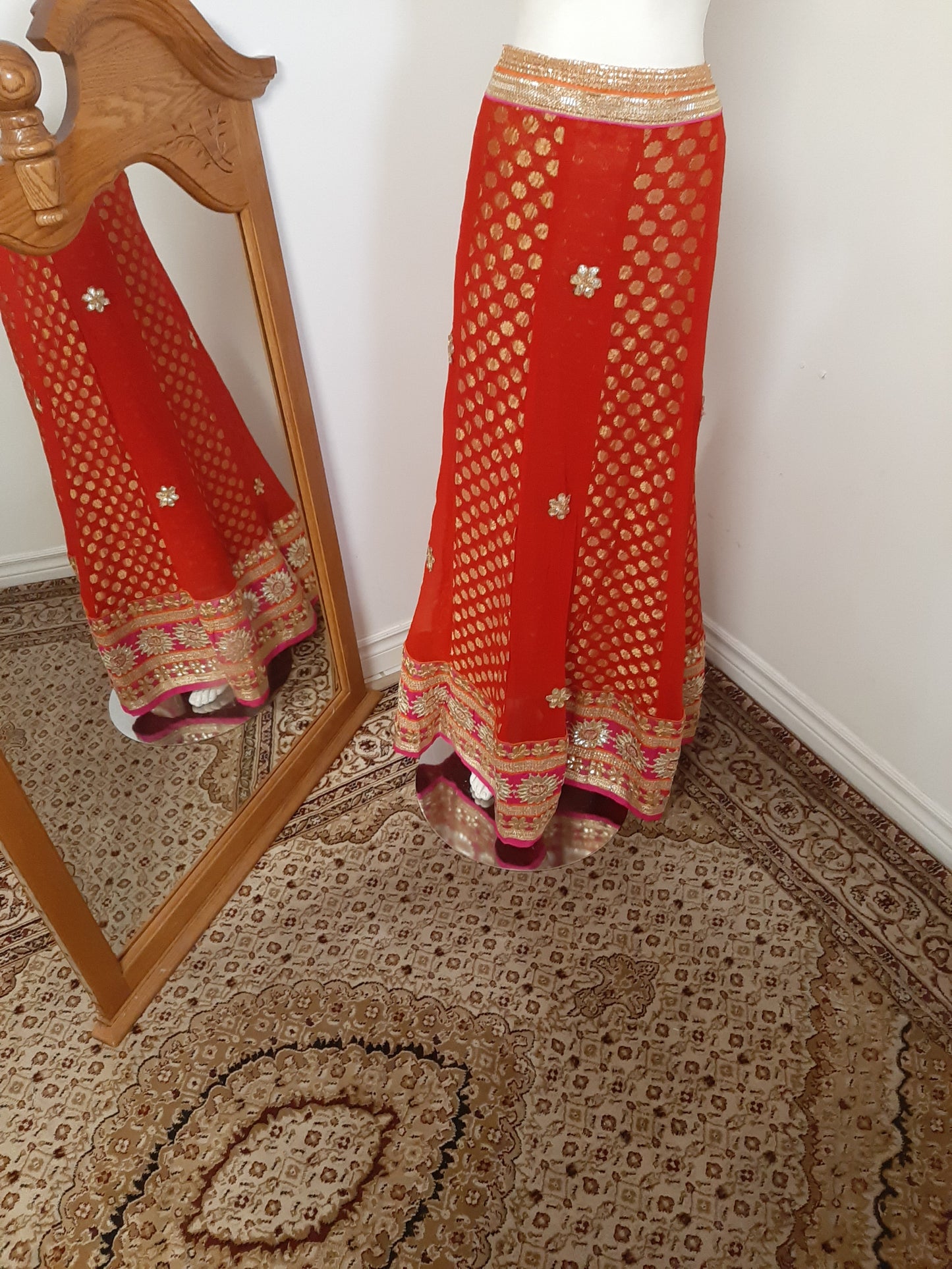 Red Lehenga with Zari - & unstitched blouse @ DressingStylesCA.com