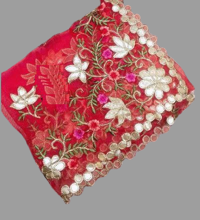 Red Organza Dupatta with Gotta work @ DressingStylesCA.com
