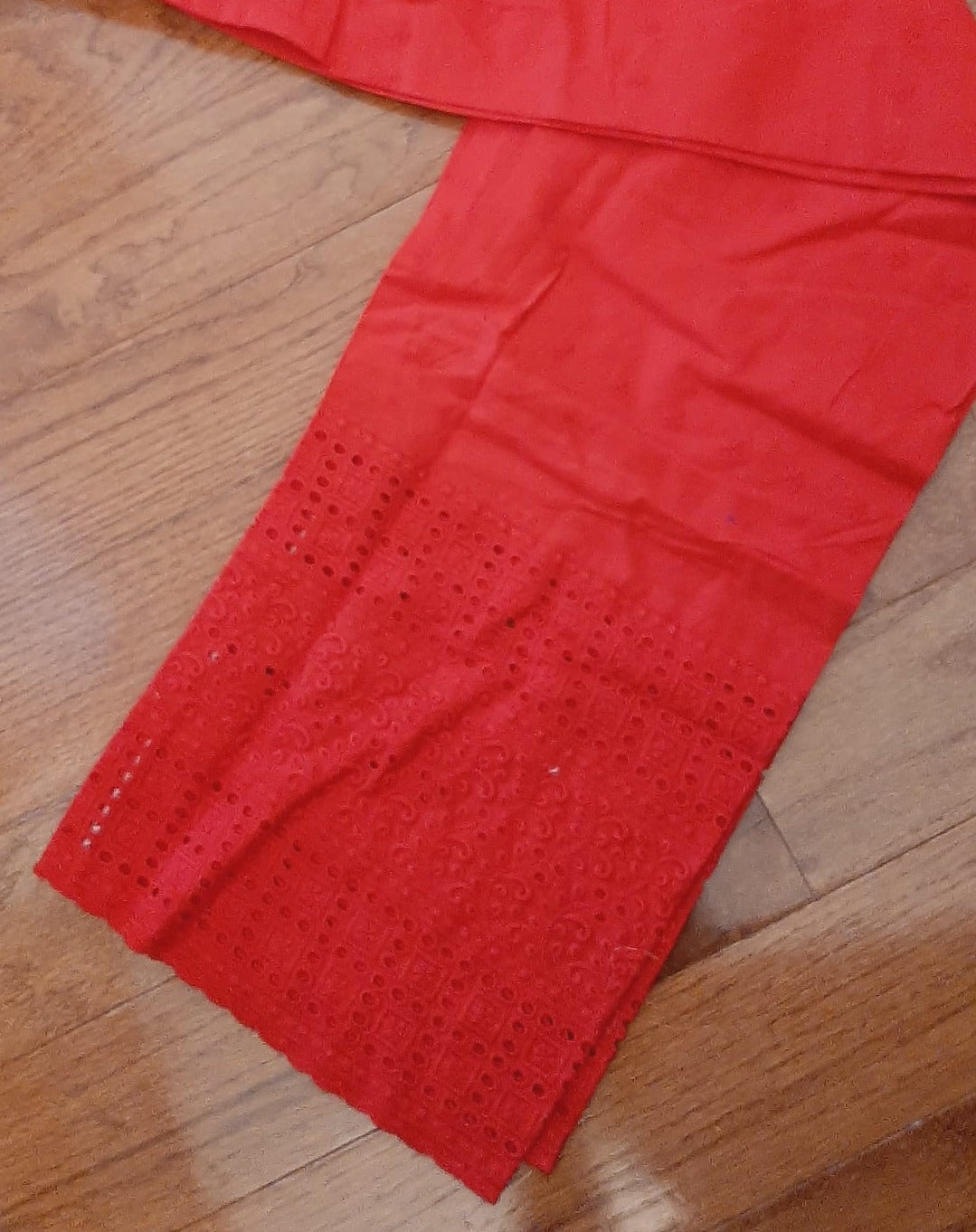 Red Palazzo- chikankari cotton @ DressingStylesCA.com