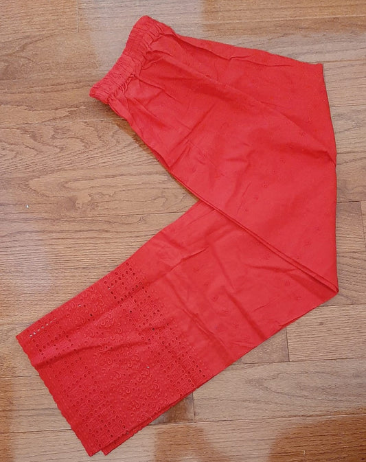 Red Palazzo- chikankari cotton @ DressingStylesCA.com