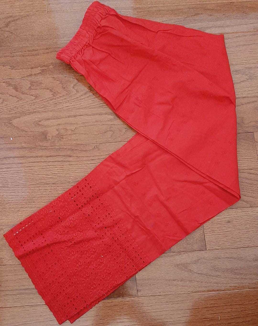 Red Palazzo- chikankari cotton @ DressingStylesCA.com