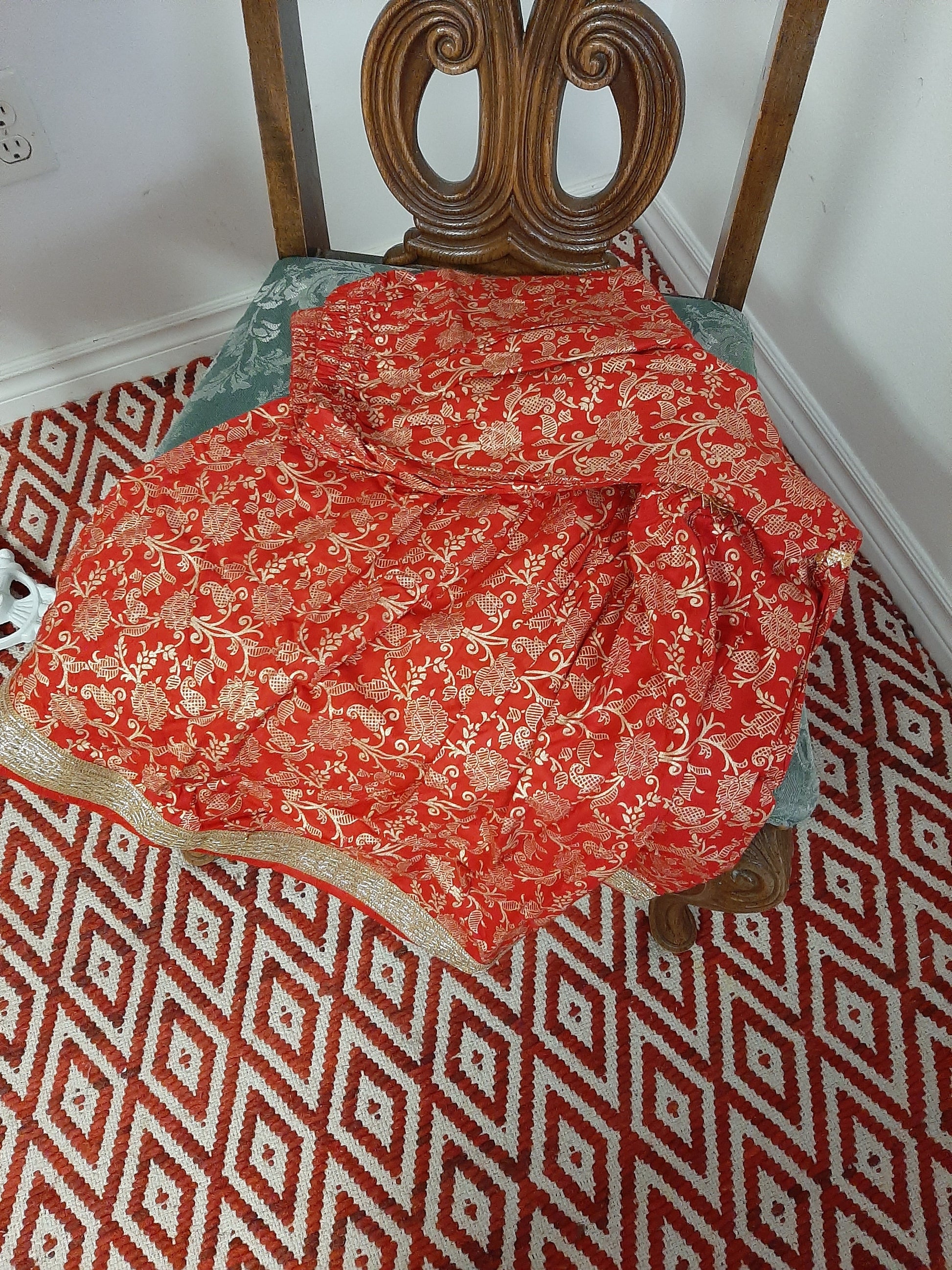 Red Short Kurti & Gharara with Dupatta Suit @ DressingStylesCA.com