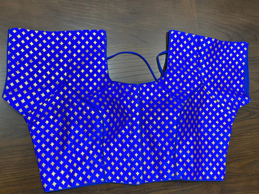 Royal Blue Brocade Blouse @ DressingStylesCA.com