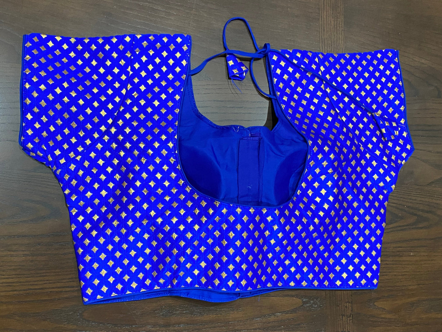 Royal Blue Brocade Blouse @ DressingStylesCA.com
