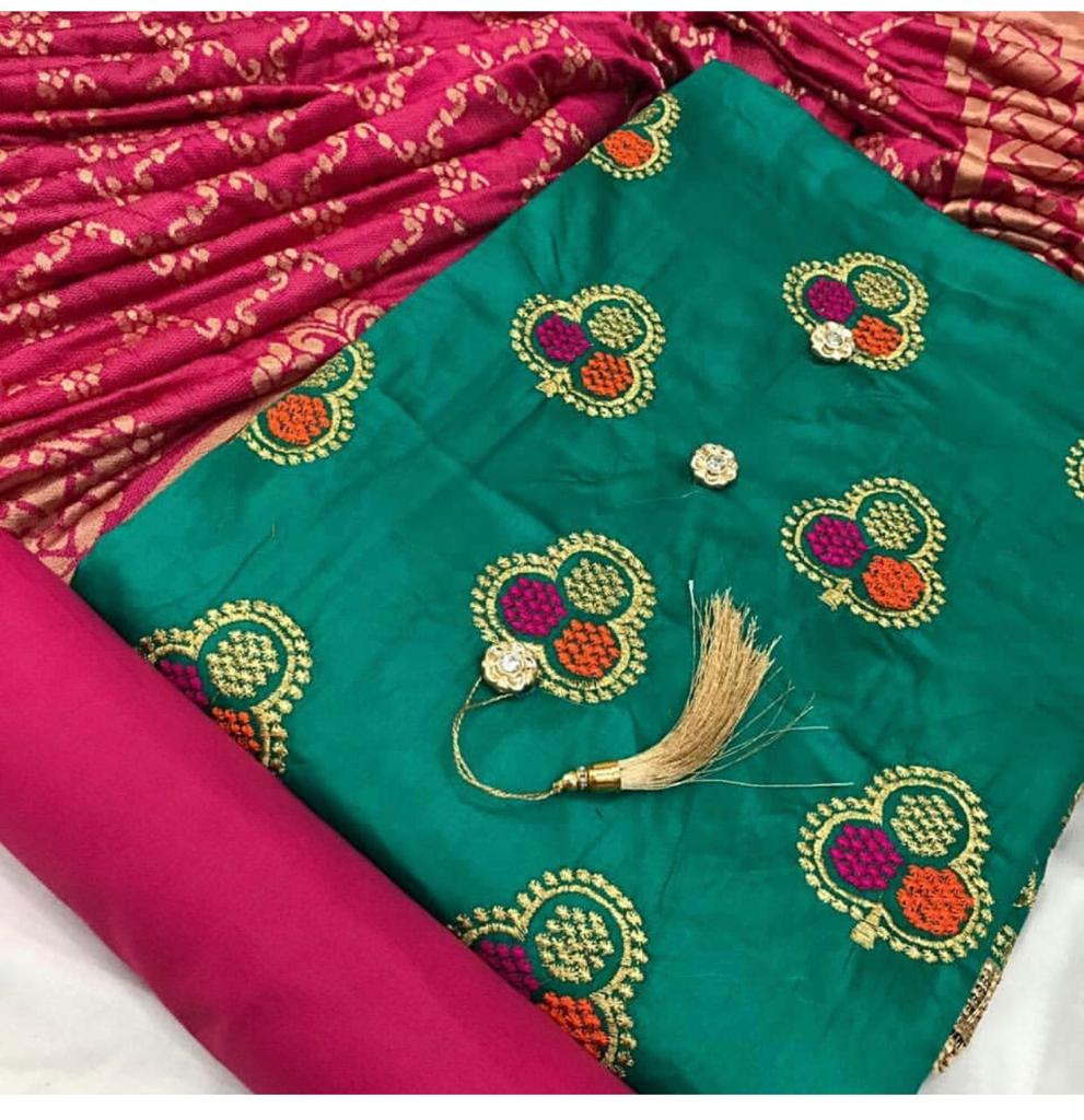 Satin Glace cotton with printed dupatta-3 @ DressingStylesCA.com