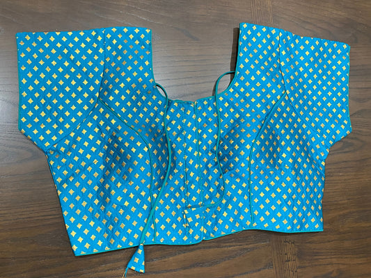 Sky Blue Brocade Blouse @ DressingStylesCA.com