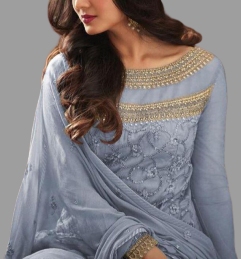 Sky Blue Color Kurti and Sharara @ DressingStylesCA.com