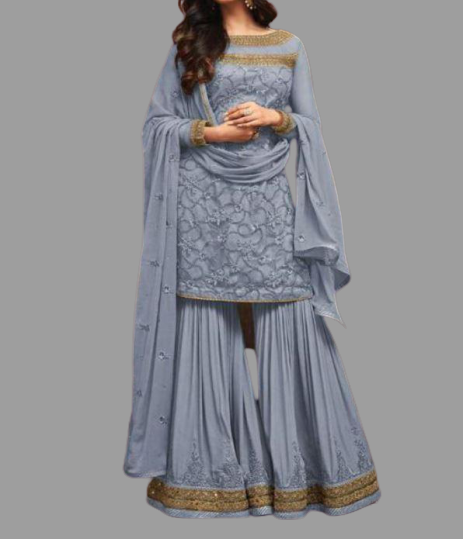 Sky Blue Color Kurti and Sharara @ DressingStylesCA.com