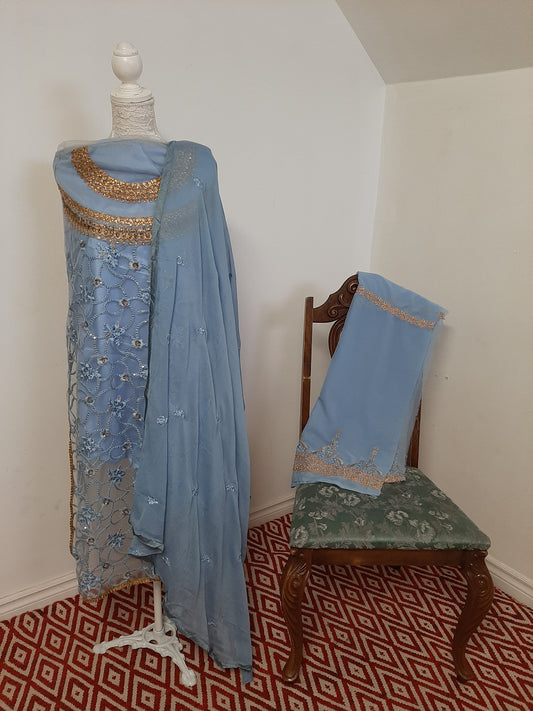 Sky Blue Color Kurti and Sharara @ DressingStylesCA.com