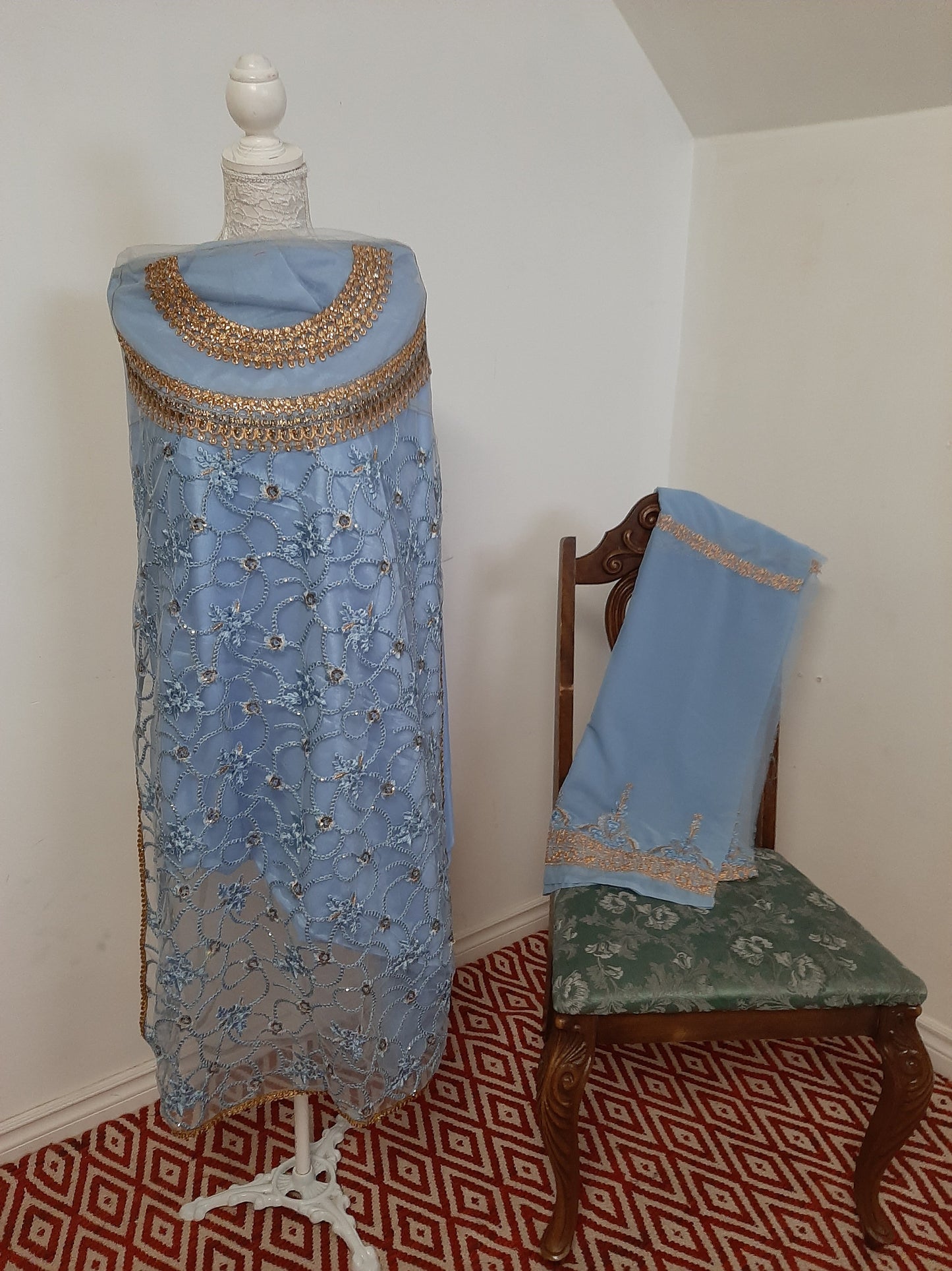 Sky Blue Color Kurti and Sharara @ DressingStylesCA.com