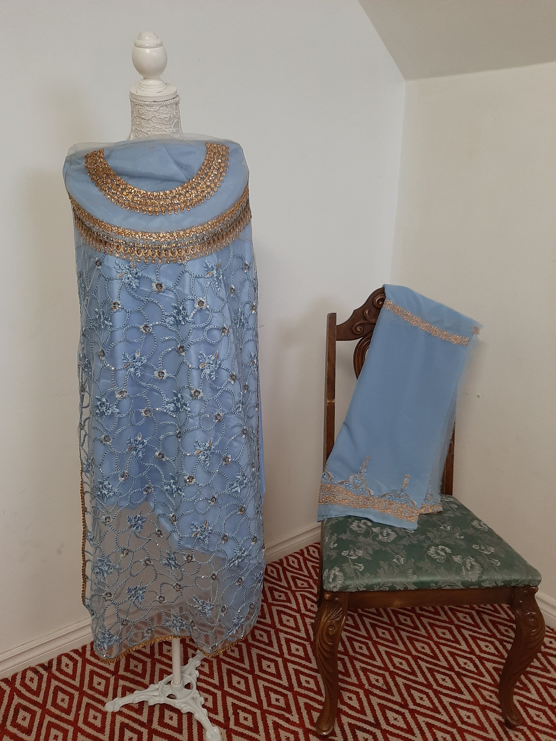 Sky Blue Color Kurti and Sharara @ DressingStylesCA.com