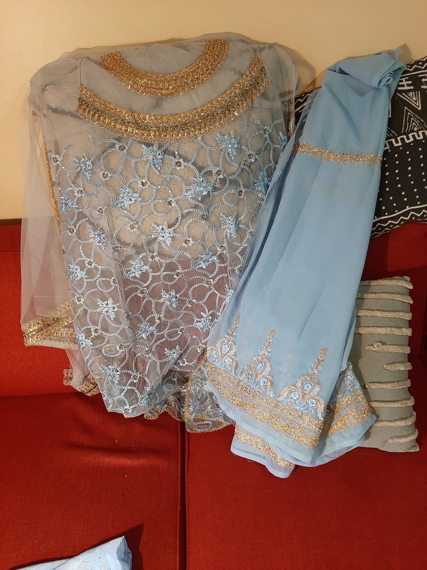 Sky Blue Color Kurti and Sharara @ DressingStylesCA.com