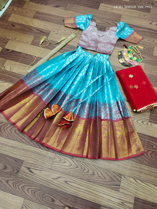 Sky Blue Half Saree set @ DressingStylesCA.com