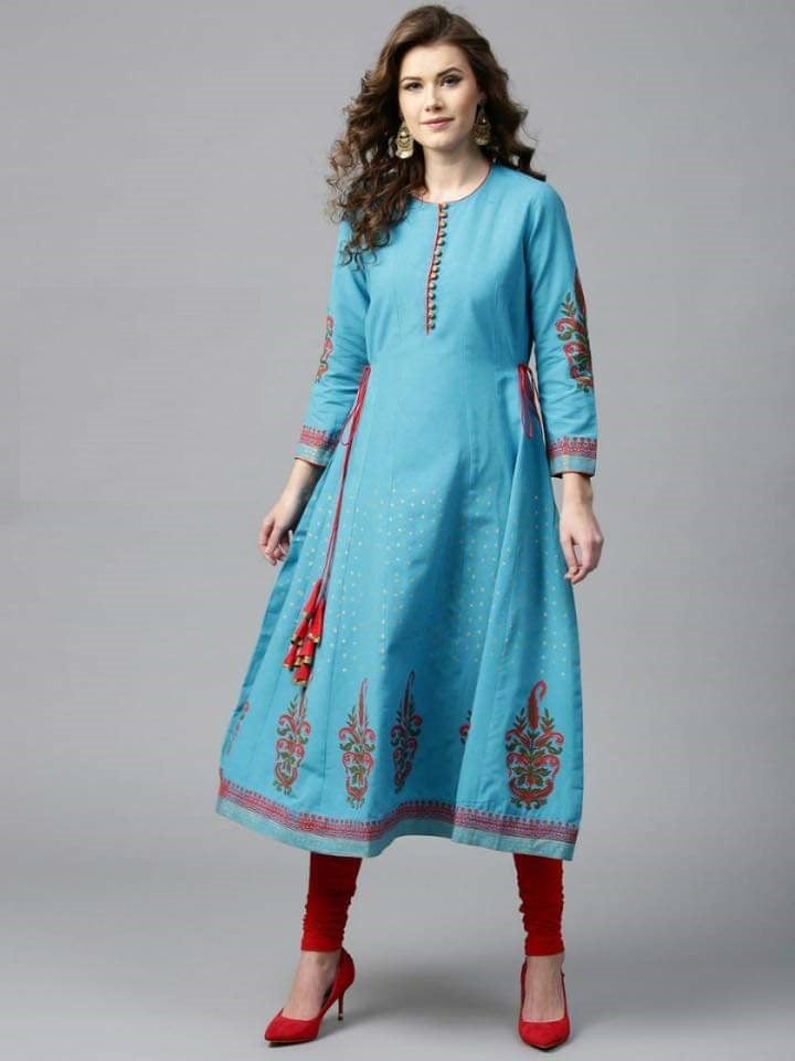 Sky Blue Kurti Anarkali @ DressingStylesCA.com