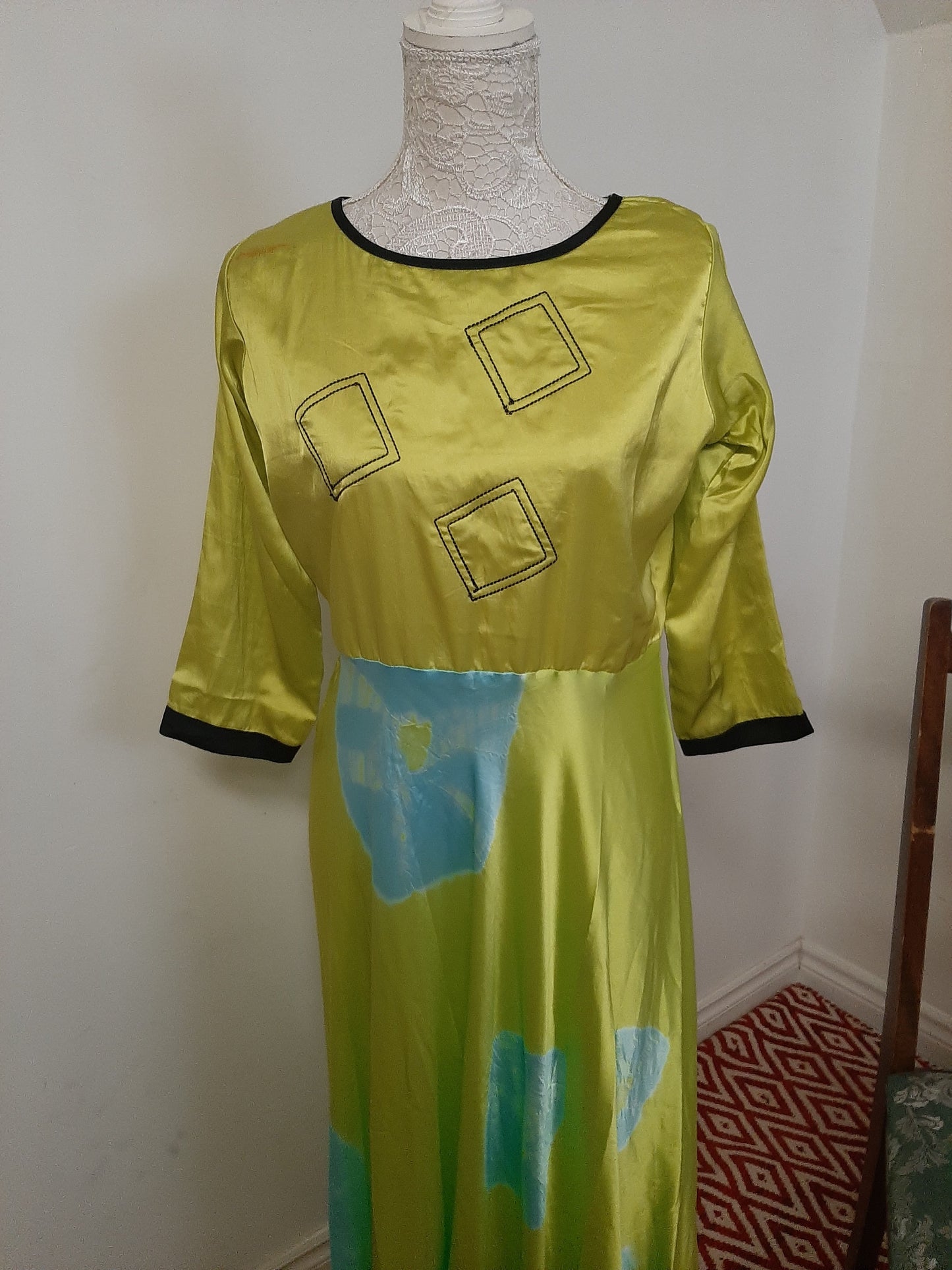Soft Satin Flowing Green Kurti Long Gown @ DressingStylesCA.com
