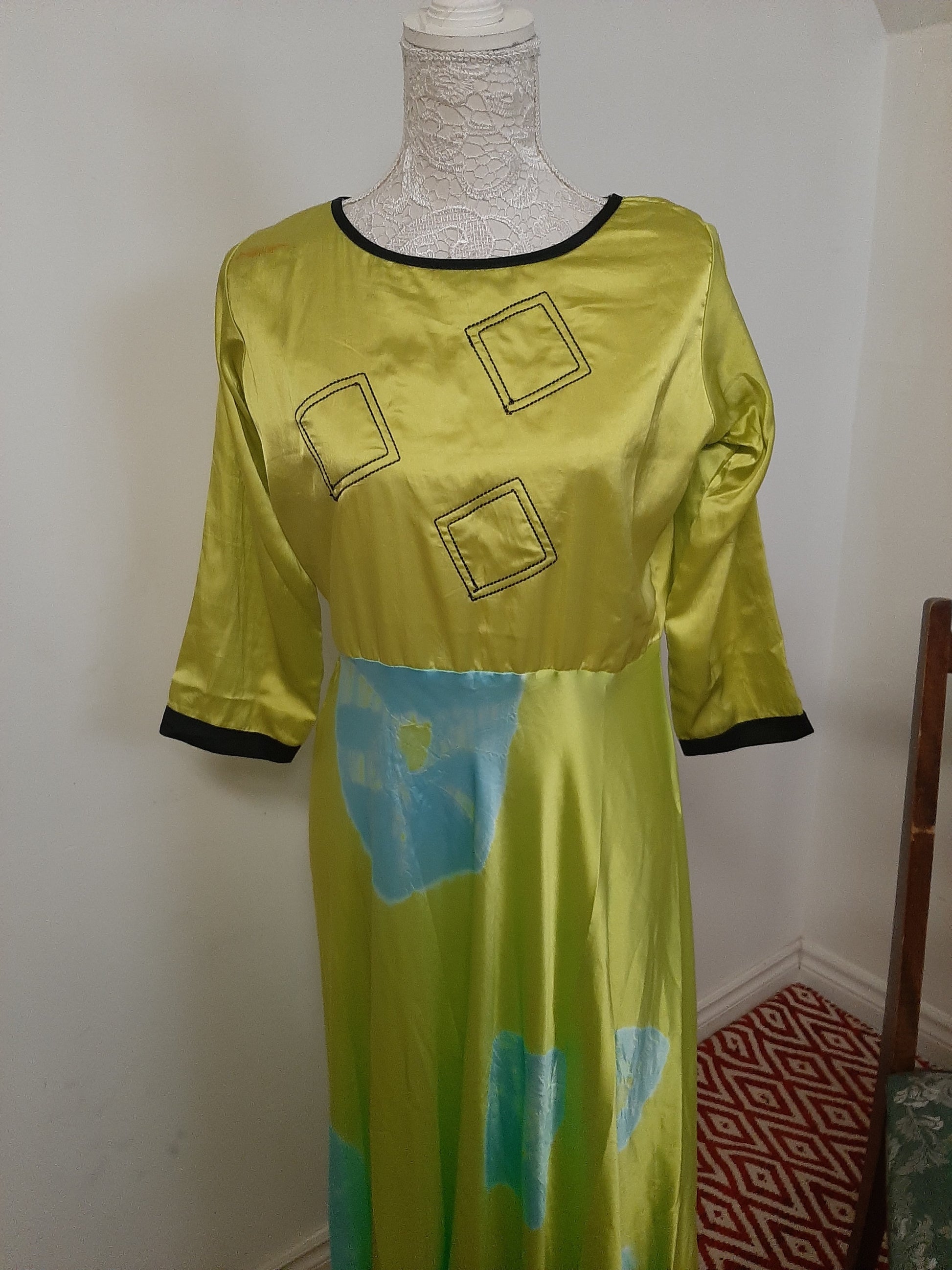 Soft Satin Flowing Green Kurti Long Gown @ DressingStylesCA.com