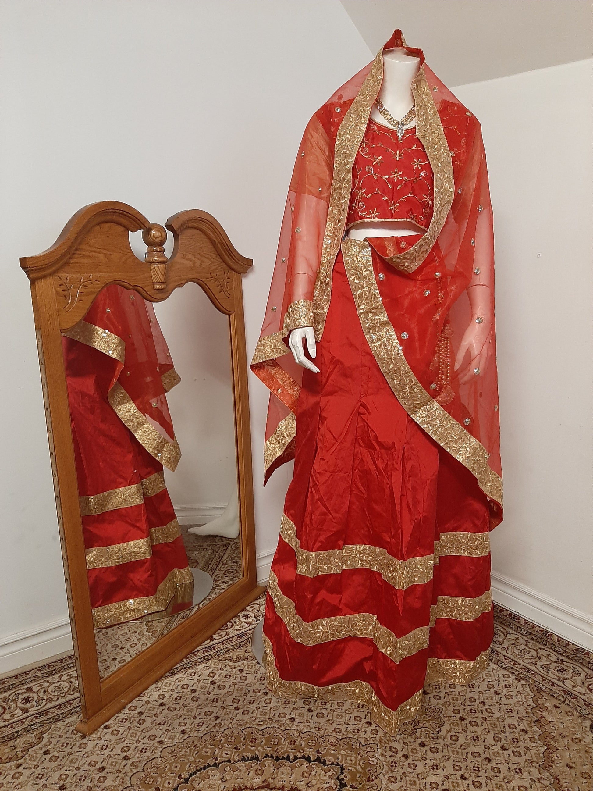 Tapeta Silk Red Lehenga Choli @ DressingStylesCA.com