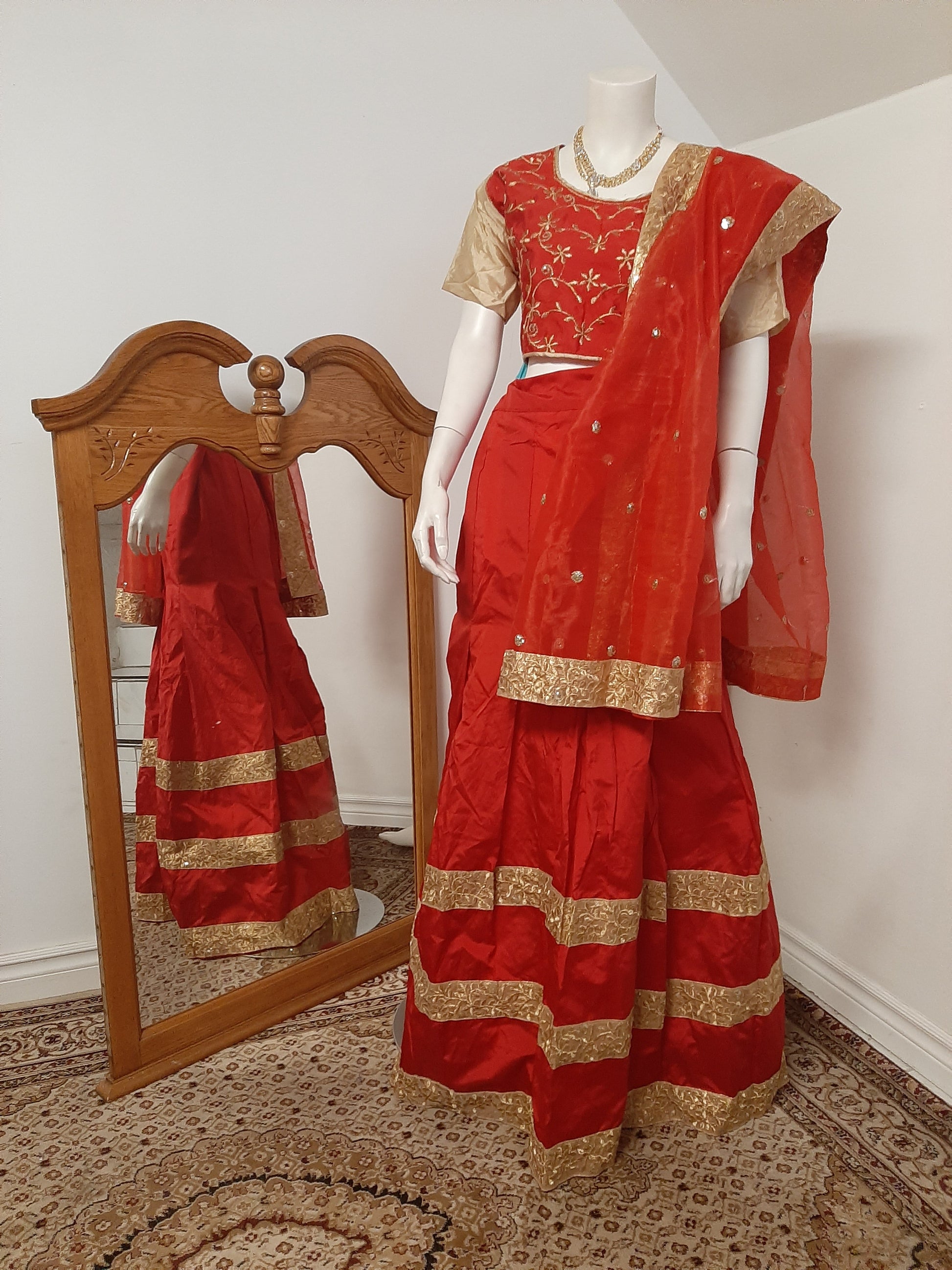 Tapeta Silk Red Lehenga Choli @ DressingStylesCA.com