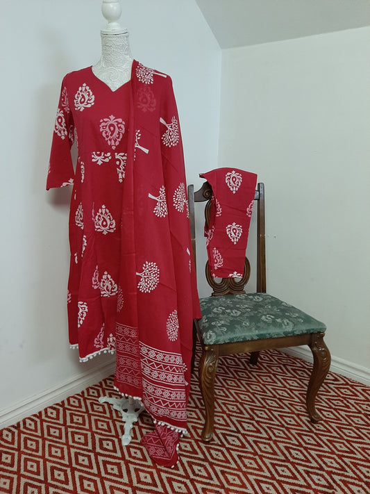Tomato Red Kurit with tussels @ DressingStylesCA.com