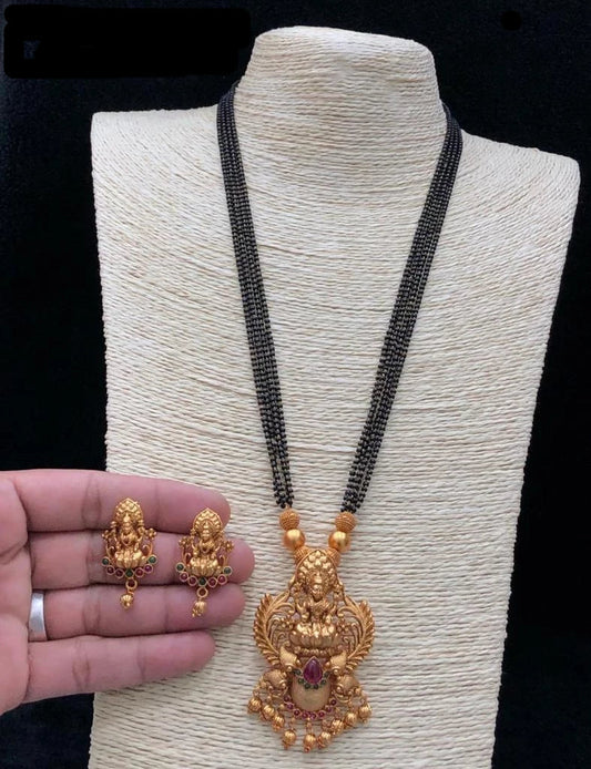 Traditional Collection-  Black Beads with Lakshmi Dollar @ DressingStylesCA.com