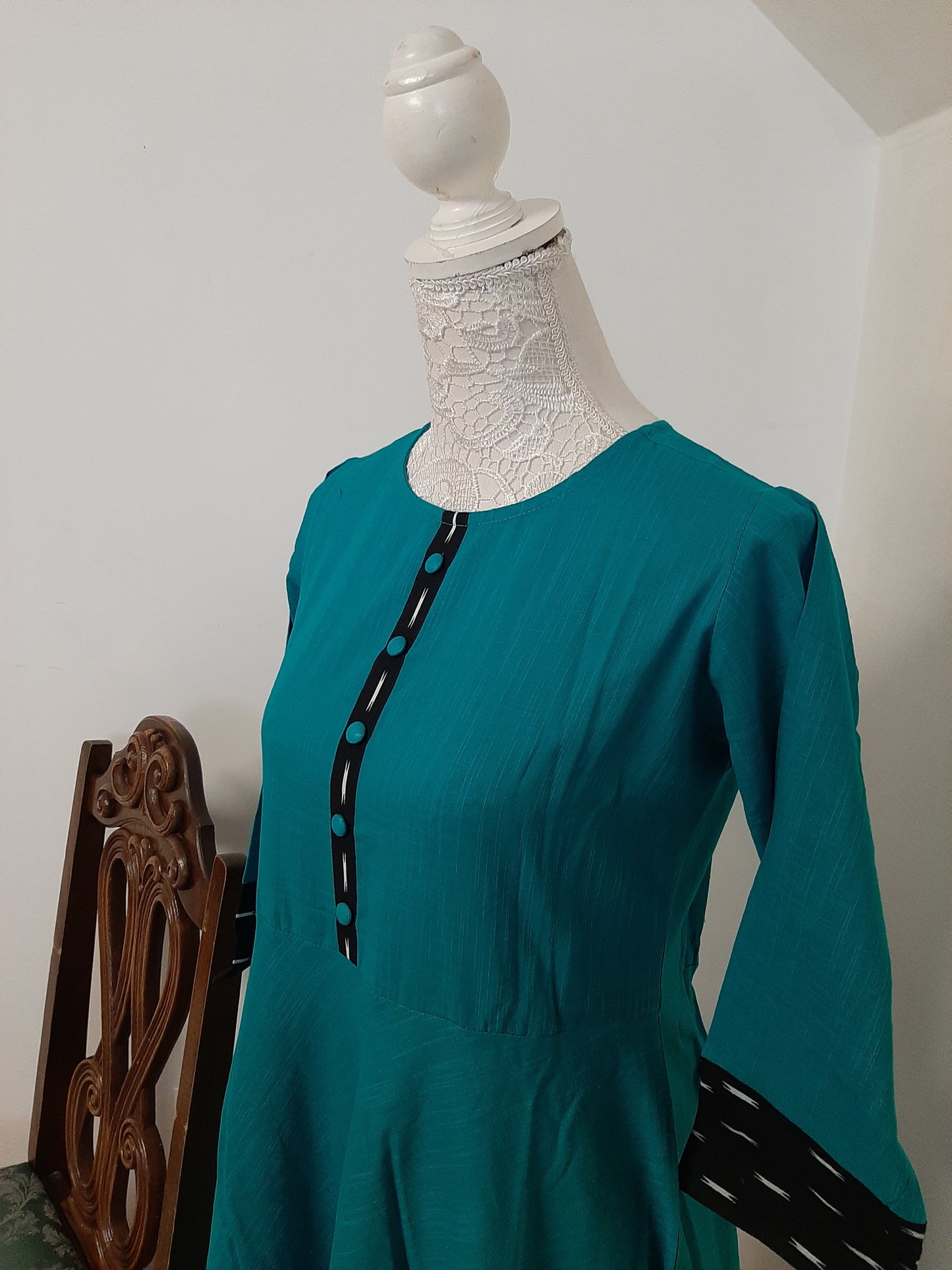 Turquoise Blue Cotton Anarkali @ DressingStylesCA.com