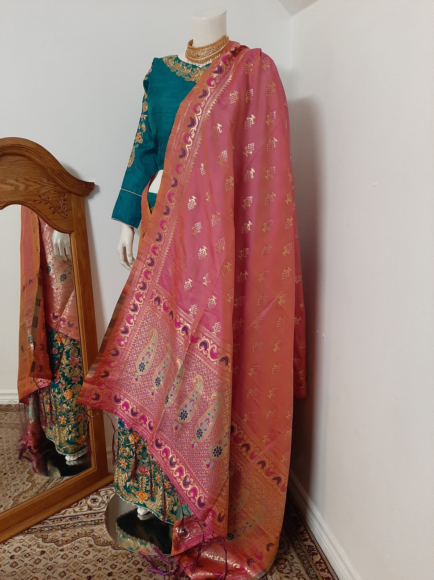 Turquoise green Lehenga with Multi colore thread and bead works @ DressingStylesCA.com