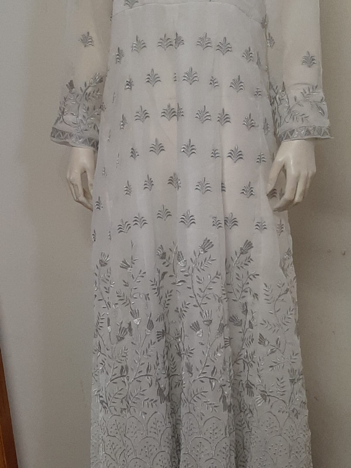 White Long Gown and Dupatta @ DressingStylesCA.com
