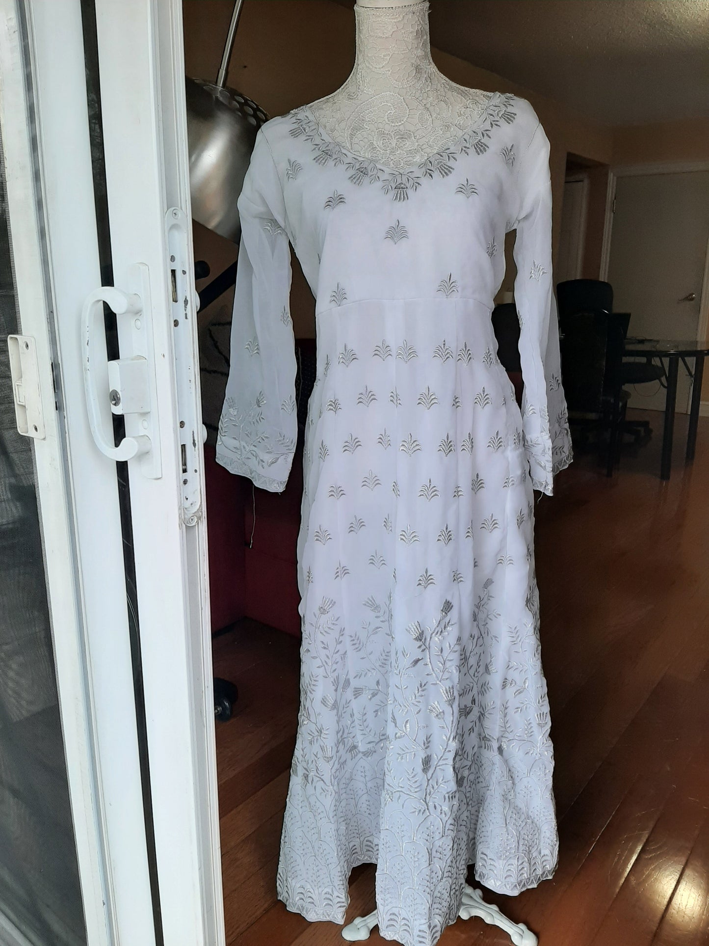 White Long Gown and Dupatta @ DressingStylesCA.com