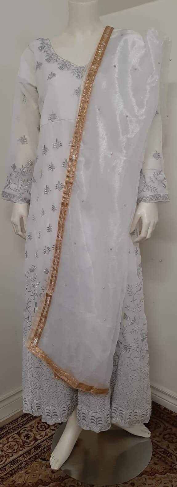 White Long Gown and Dupatta @ DressingStylesCA.com