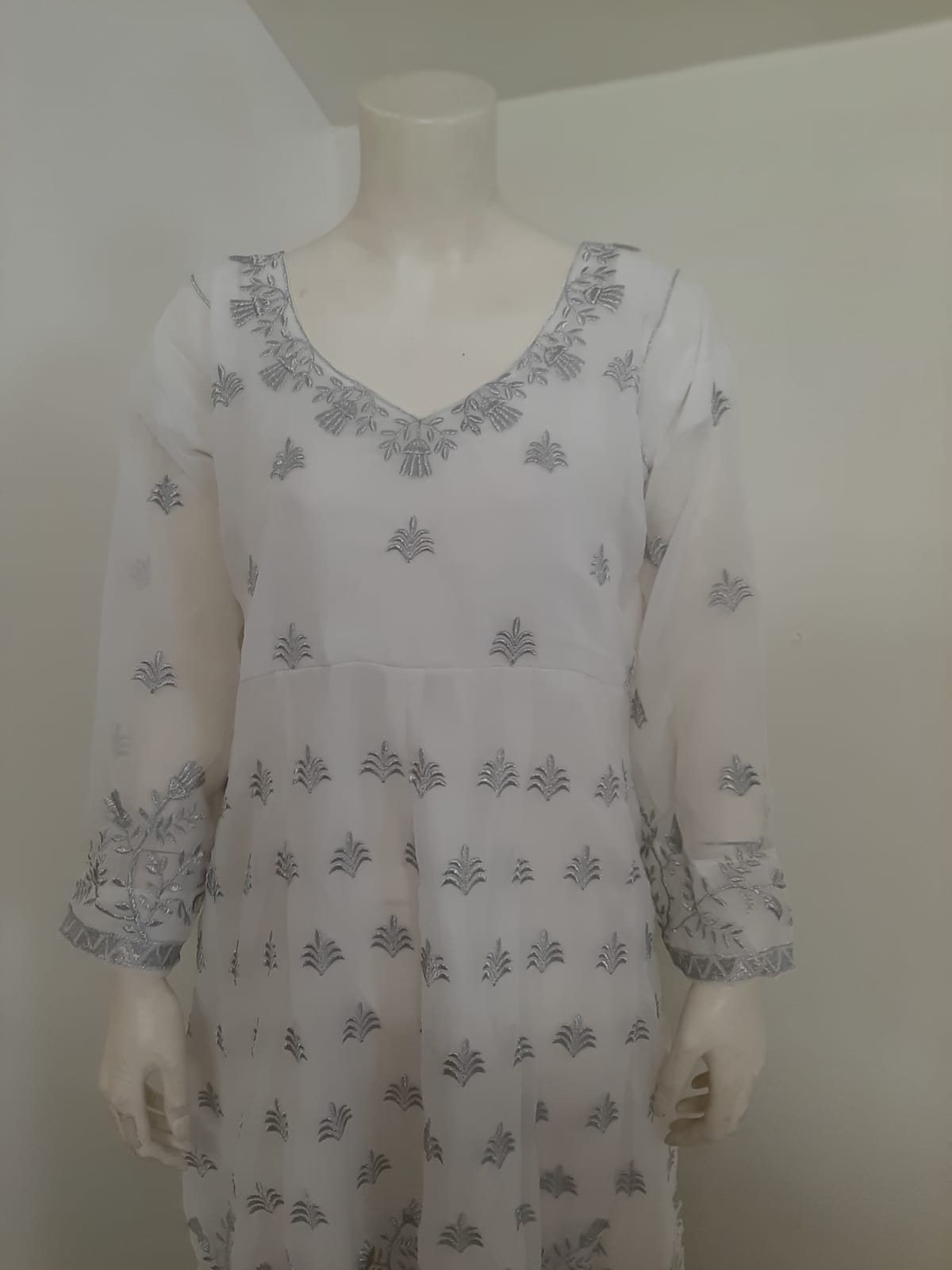 White Long Gown and Dupatta @ DressingStylesCA.com