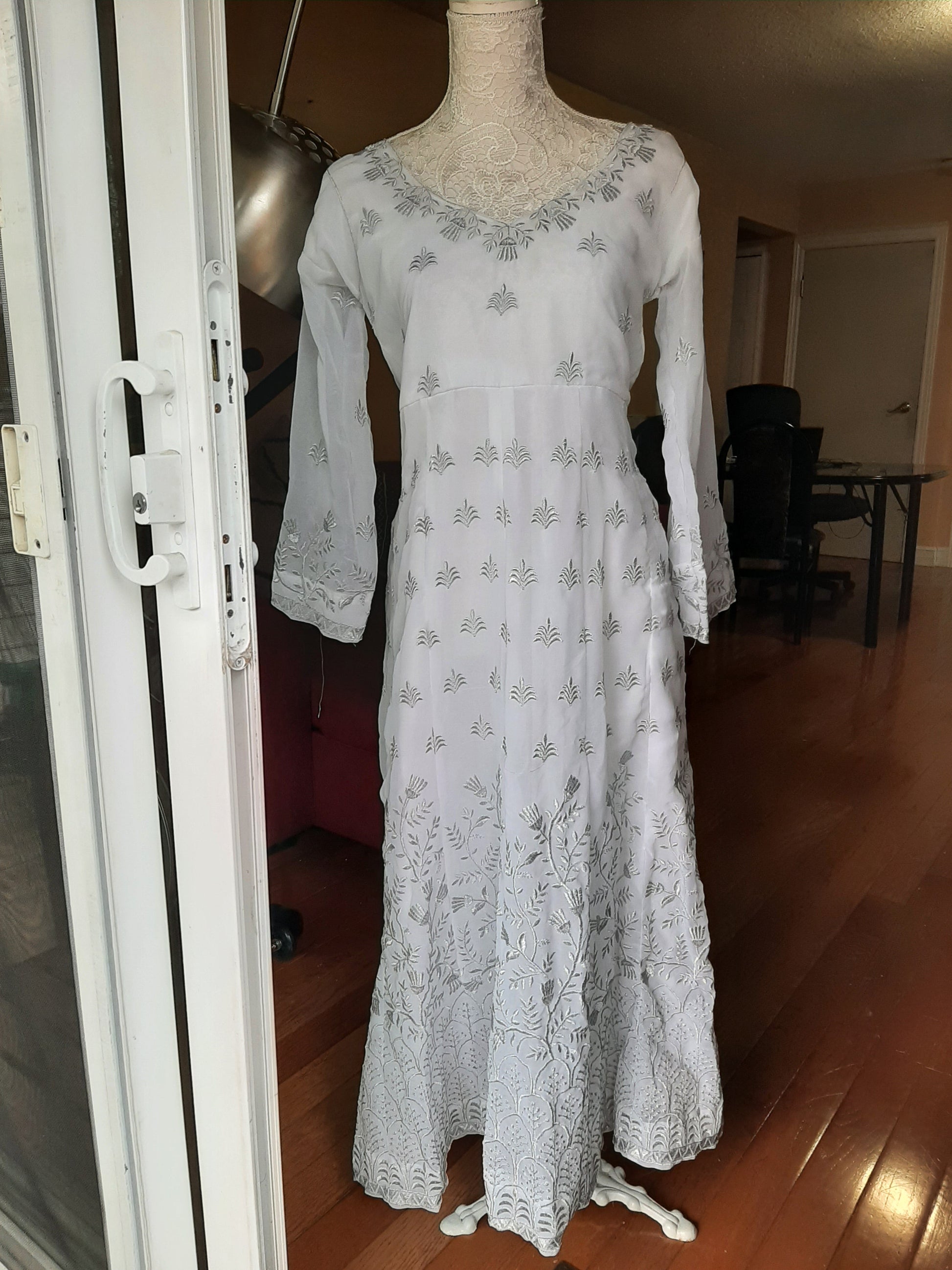 White Long Gown and Dupatta @ DressingStylesCA.com