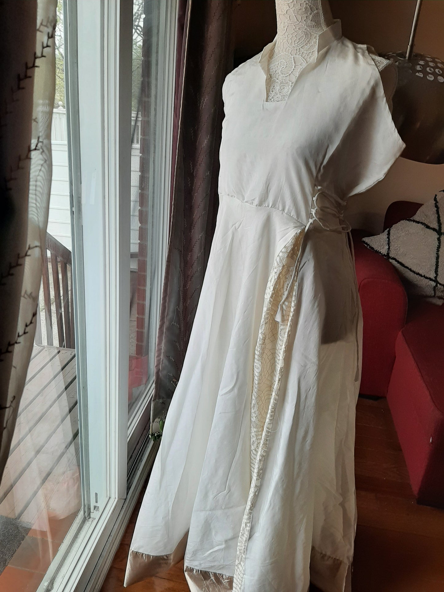 White Long Gown with Pink Dupatta @ DressingStylesCA.com